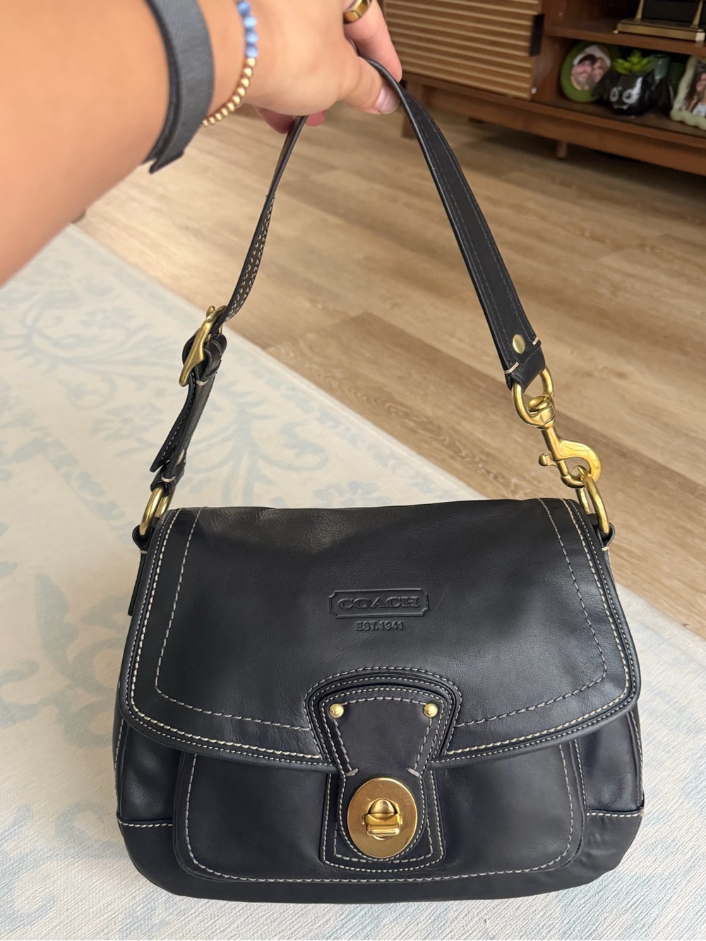 Coach Legacy Ali Black Leather Flap Bag F12854